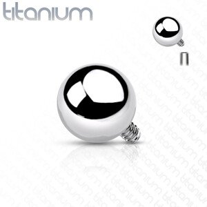 Titánium implantátum pótalkatrész, golyó, ezüst színű, menetes 1.2 mm - A fej nagysága: 3 mm