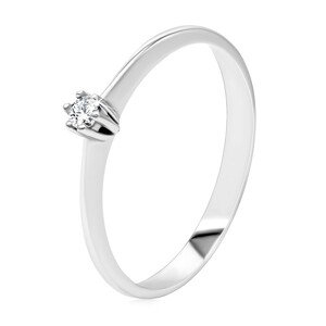 Briliáns gyűrű 585 fehér aranyból - vékony, sima vállak, tiszta gyémánt foglalatban - Nagyság: 49