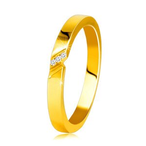 14K sárga arany gyűrű - gyűrű finom vágással és cirkónia vonallal - Nagyság: 49