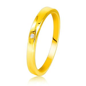 14K sárga arany gyűrű - enyhén ferde vállak, átlátszó cirkónia - Nagyság: 49