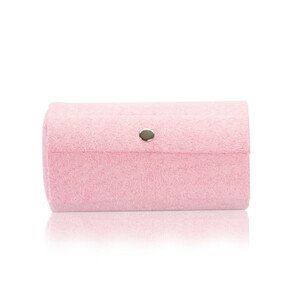 Ékszeres doboz rózsaszín színben - henger alakú, három rekeszes