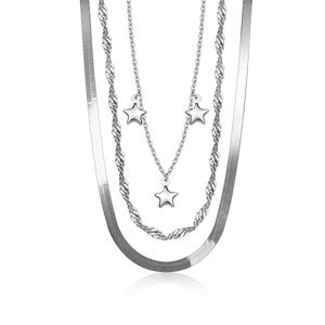 925 ezüst nyaklánc - három féle lánc, fényes csillagok, állítható