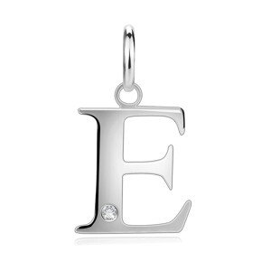 Gyémánt medál 925 ezüstből – nagy E betűvel, kerek briliáns