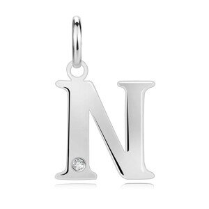 Gyémánt medál 925 ezüstből – nagy N betűvel, kerek briliáns
