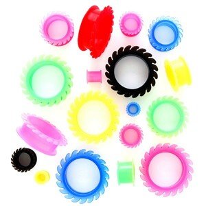 Fültágító alagút - műanyag lemezek - Vastagság: 12 mm, A piercing színe: Rózsaszín