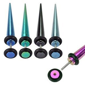 Hamis expander acélból - színes, aloxált, gumival - A piercing színe: Szivárvány