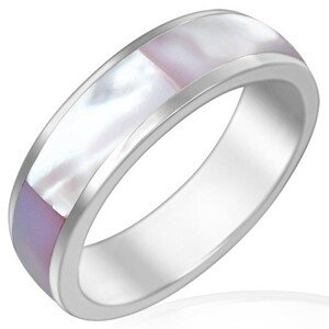 Acél karikagyűrű - rózsaszín gyöngyházfényű - Nagyság: 54