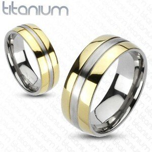 Titánium gyűrű - arany és ezüst színkombináció - Nagyság: 49