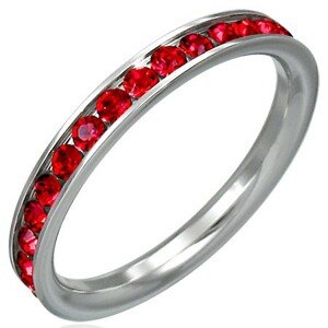 Rubinvörös cirkonköves gyűrű, nemesacélból - Nagyság: 50