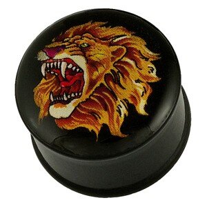 Fültágító plug - oroszlánfej - A piercing vastagsága: 15,5 mm