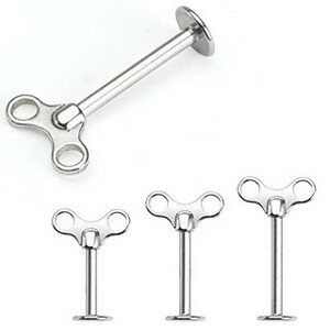 Labret sebészeti acélból - felhúzható kulcs - Méret: 1,6 mm x 8 mm