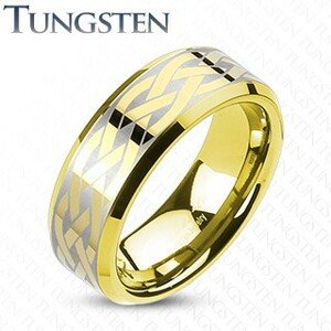 Volfrám karikagyűrű arany színben - keltai csomó - Nagyság: 64