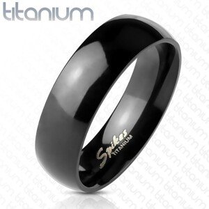 Fekete karikagyűrű titániumból - egyszerű és fényes, 6 mm - Nagyság: 49