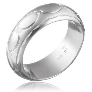 Széles sterling ezüst gyűrű - oválisok és kúpok - Nagyság: 54