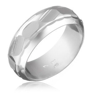 Gyűrű ezüstből - csiszolt szabálytalan sáv - Nagyság: 50