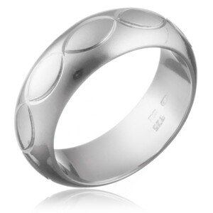 Gyűrű 925 ezüstből - gravírozott ovális minta - Nagyság: 50