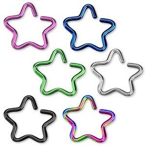 Hamis fülpiercing titániumból - színes csillag - A piercing színe: Szivárvány