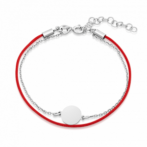SOFIA ezüst karkötő piros zsinórral és gyűrűvel  karkötő AMBRGG535915