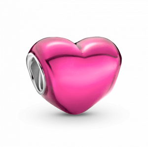PANDORA Metál hatású rózsaszín szív charm