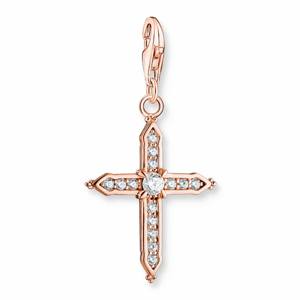 THOMAS SABO Cross with white stones rose gold charm medál  medál 1913-416-14