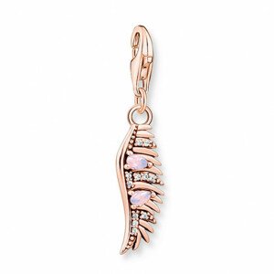 THOMAS SABO charm medál Feather with pink stones rose gold  medál 1906-323-9