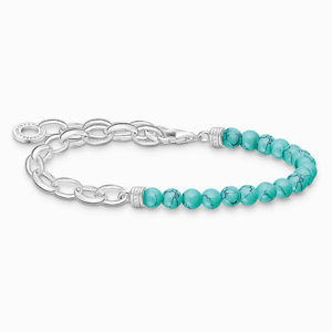 THOMAS SABO charm karkötő Turquoise beads and chain links silver  karkötő A2098-404-17