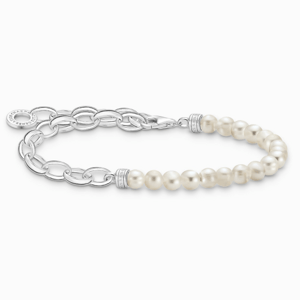THOMAS SABO charm karkötő White pearls and chain link  karkötő A2098-082-14