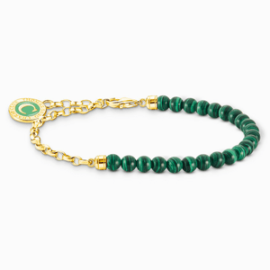 THOMAS SABO charm karkötő Green beads gold  karkötő A2130-140-6