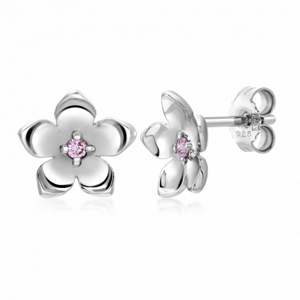 SOFIA ezüst virág fülbevaló rózsaszín cirkóniával  fülbevaló AEAE8475PZ/R