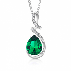SOFIA ezüst medál zöld könycsepp alakú cirkóniával  medál AEAP3673Z,ENN/R