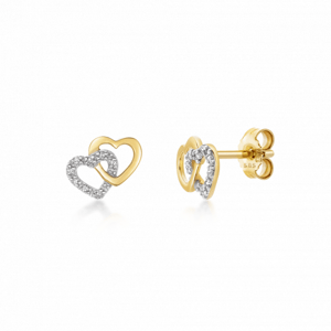 SOFIA DIAMONDS arany fülbevalók, amelyeket szívvel összekötnek egy gyémánttal 0,056 ct  fülbevaló GEMBO27829-13