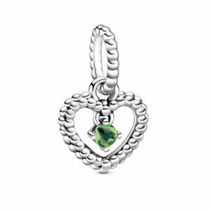 PANDORA Tavaszzöld gyöngyös szív függő charm  medál 798854C10