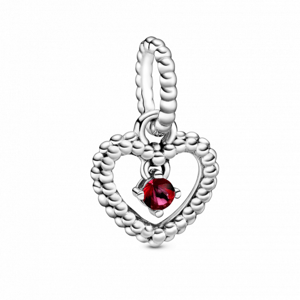 PANDORA Tűzpiros gyöngyös szív függő charm  medál 798854C02