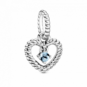 PANDORA Vízkék gyöngyös szív függő charm  medál 798854C01
