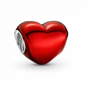 PANDORA Metál hatású piros szív charm