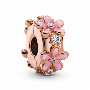 PANDORA aranyozott Rózsaszín százszorszép spacer klip charm