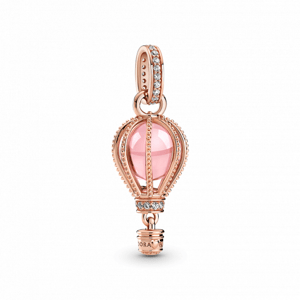 PANDORA aranyozott Szikrázó rózsaszín hőlégballon függő charm