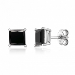 SOFIA ezüst fülbevaló fekete cirkóniával  fülbevaló S99-6x6BL+S99-6x6BL